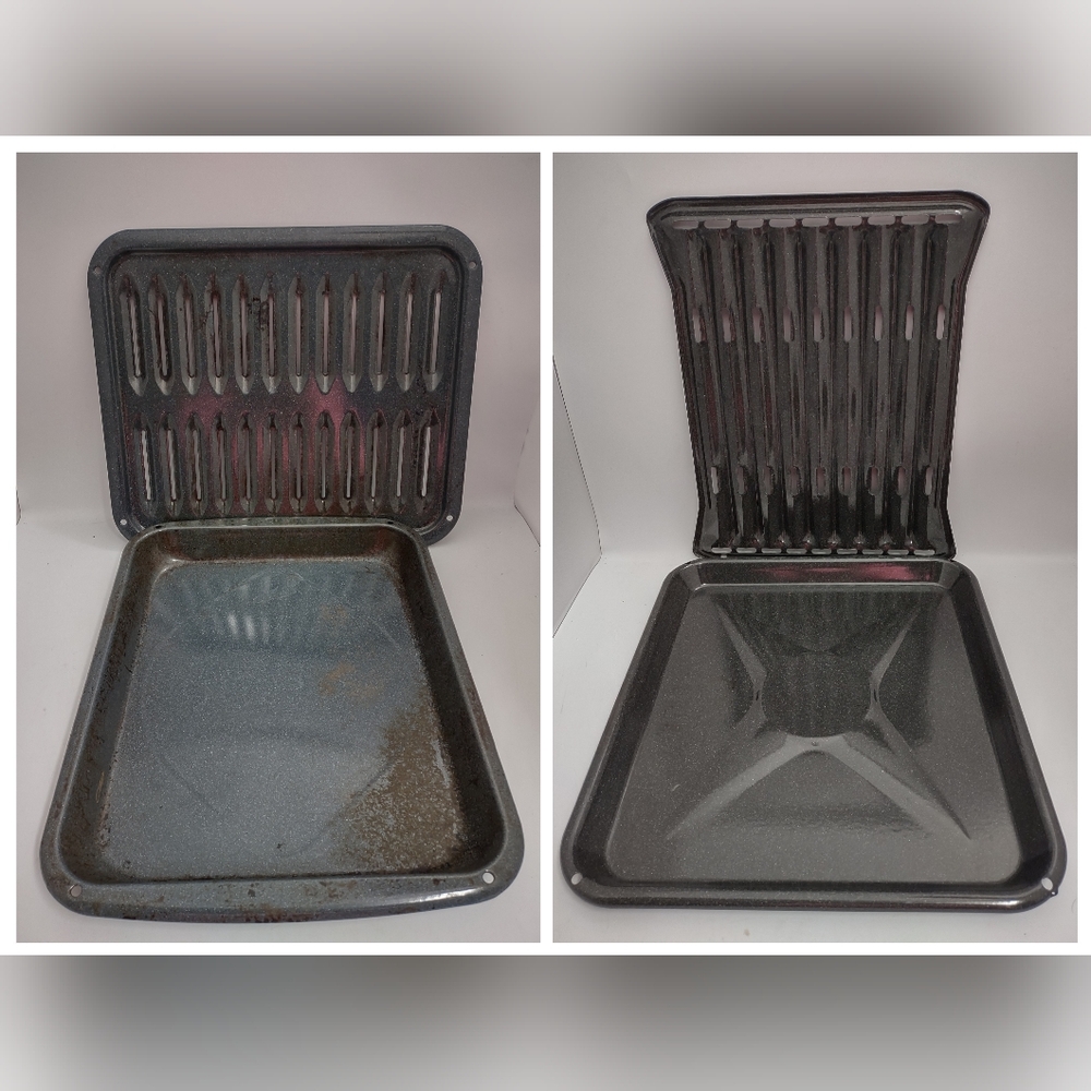 Lot Of 2 Non Stick Oven Broiler Pan 2 Piece Pan Tray Set